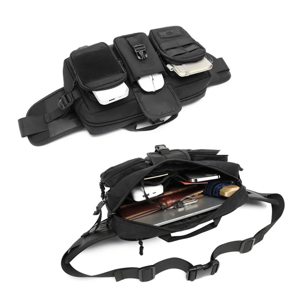 OZUKO 9449 Men Waterproof Fanny Pack Outdoor Sports Large Capacity Chest Bag - Black - 3