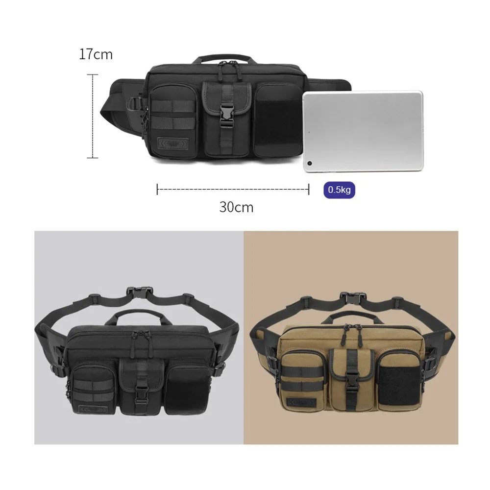 OZUKO 9449 Men Waterproof Fanny Pack Outdoor Sports Large Capacity Chest Bag - Black - 5