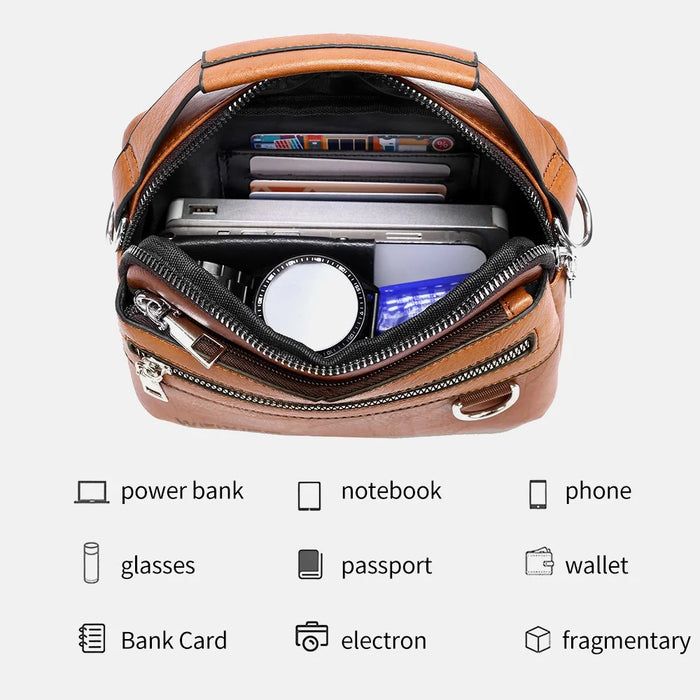 WEIXIER D891 Men Small Crossbody Bag Waist Pack Waterproof PU Leather Single Shoulder Bag - Light Brown - 5