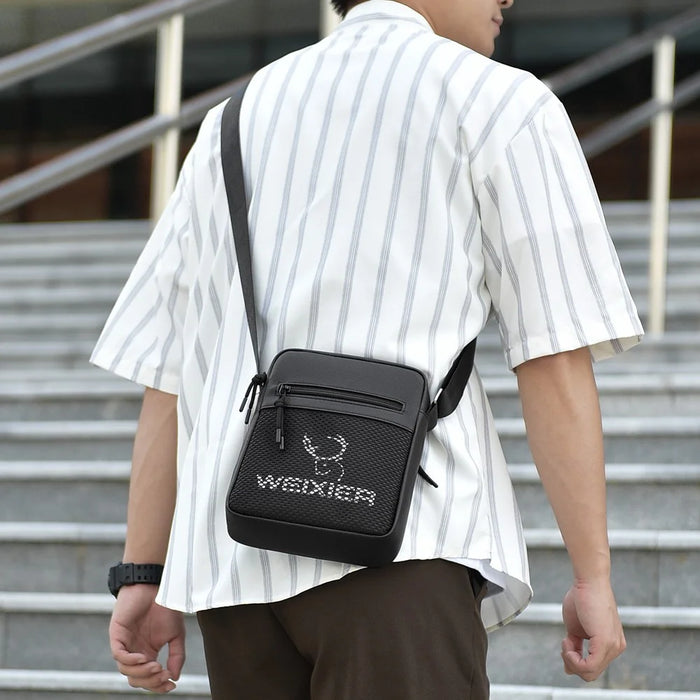 WEIXIER D838 Men Crossbody Bag Stylish Single Shoulder Bag Waterproof Messenger Bag - Black - 2