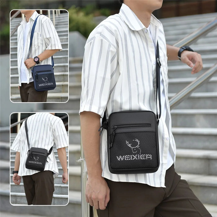 WEIXIER D838 Men Crossbody Bag Stylish Single Shoulder Bag Waterproof Messenger Bag - Black - 4