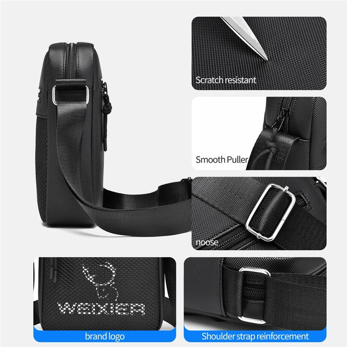 WEIXIER D838 Men Crossbody Bag Stylish Single Shoulder Bag Waterproof Messenger Bag - Black - 5