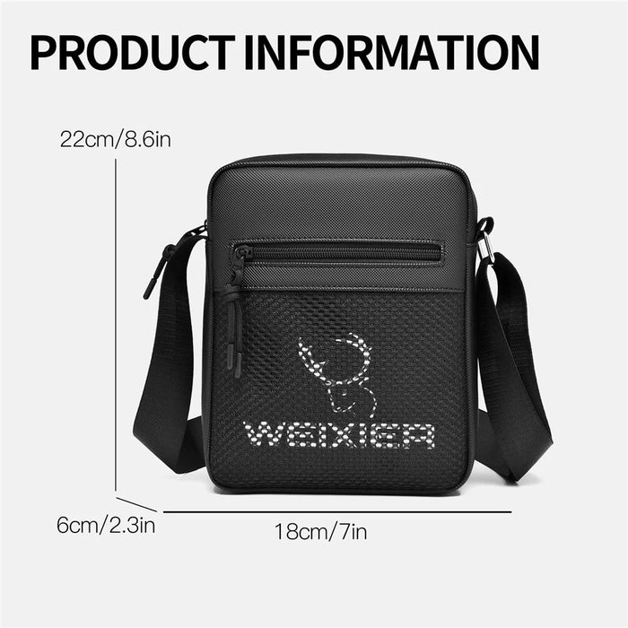 WEIXIER D838 Men Crossbody Bag Stylish Single Shoulder Bag Waterproof Messenger Bag - Black - 7