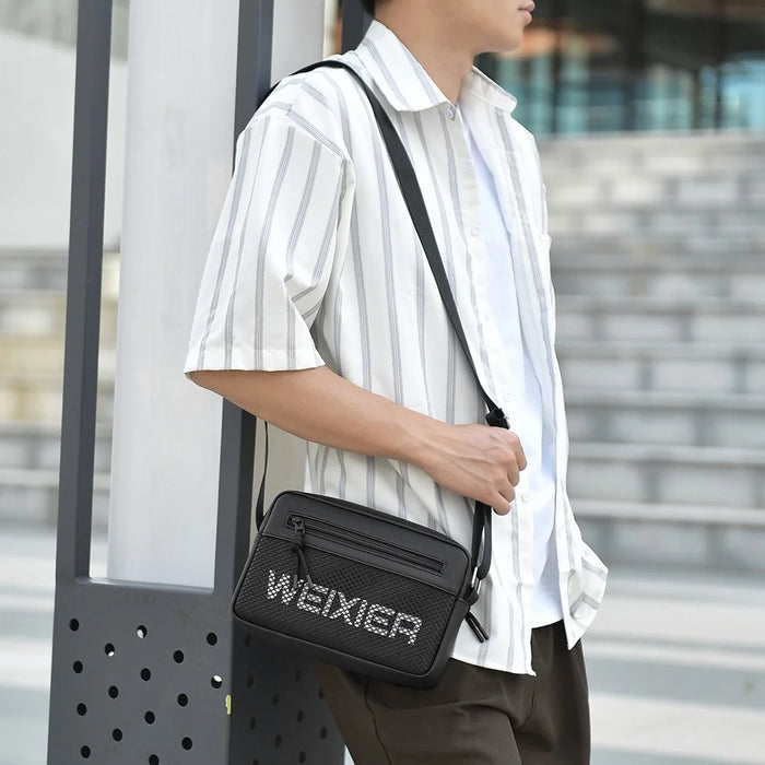 WEIXIER D839 Men Crossbody Bag for 7.9 Inch Tablet Waterproof PU Leather Casual Shoulder Bag - Black - 2