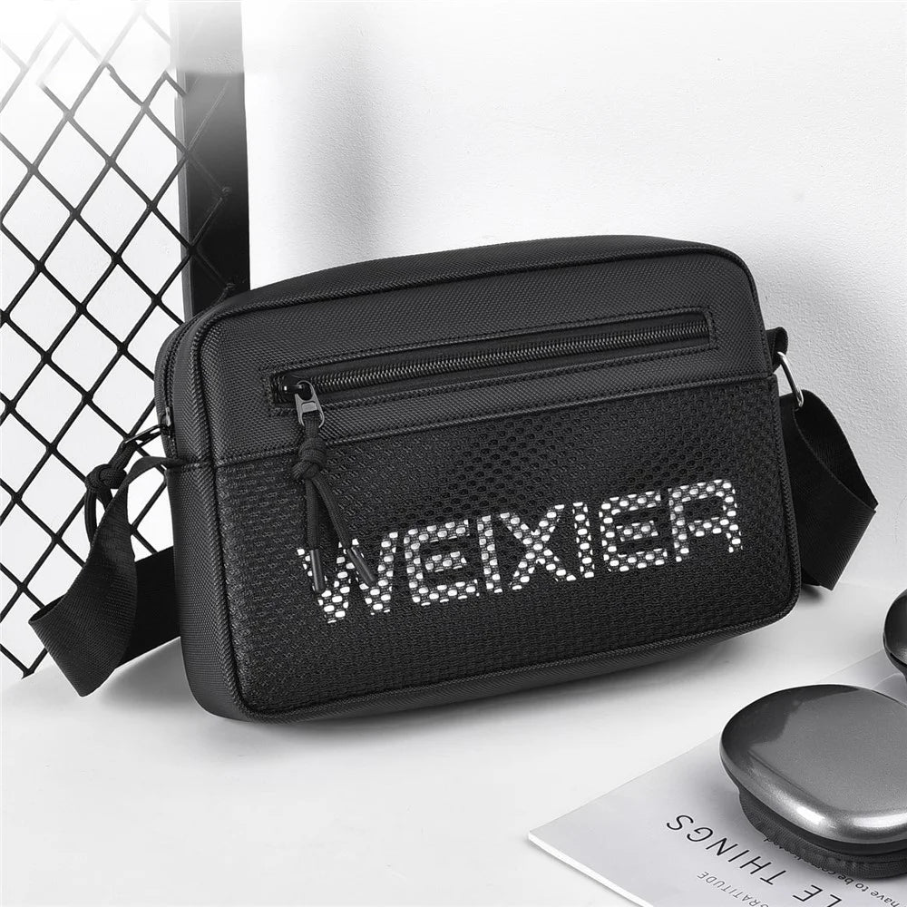 WEIXIER D839 Men Crossbody Bag for 7.9 Inch Tablet Waterproof PU Leather Casual Shoulder Bag - Black - 3