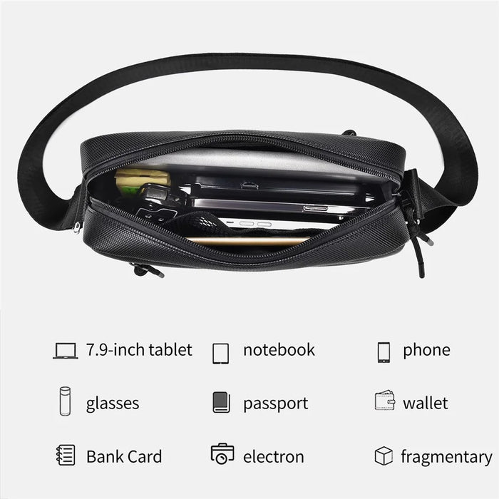 WEIXIER D839 Men Crossbody Bag for 7.9 Inch Tablet Waterproof PU Leather Casual Shoulder Bag - Black - 4