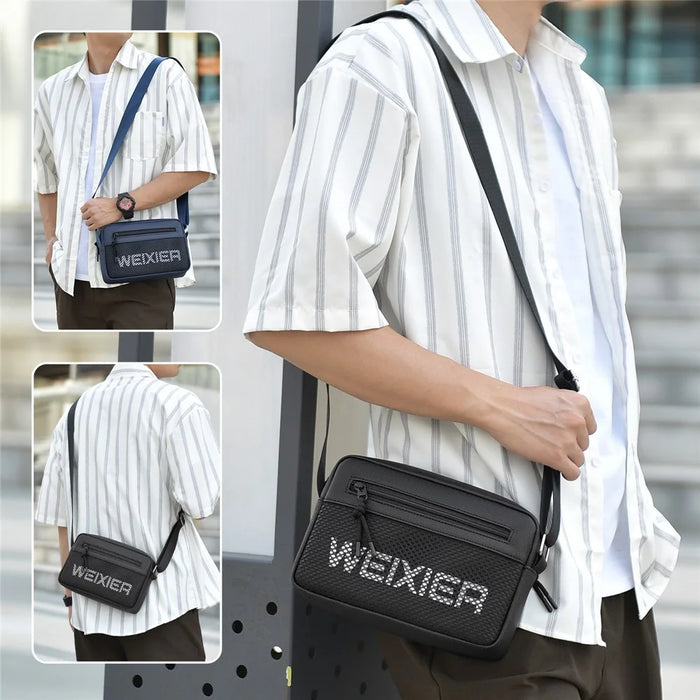 WEIXIER D839 Men Crossbody Bag for 7.9 Inch Tablet Waterproof PU Leather Casual Shoulder Bag - Black - 5