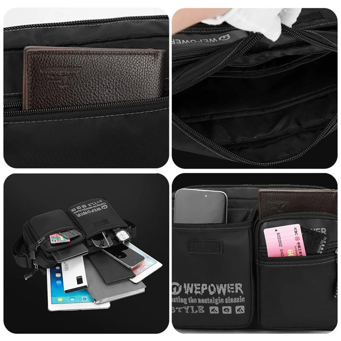 WEPOWER 3107 Letters Pattern Square Crossbody Bag Waterproof Nylon Single Shoulder Bag for Men - Black - 4