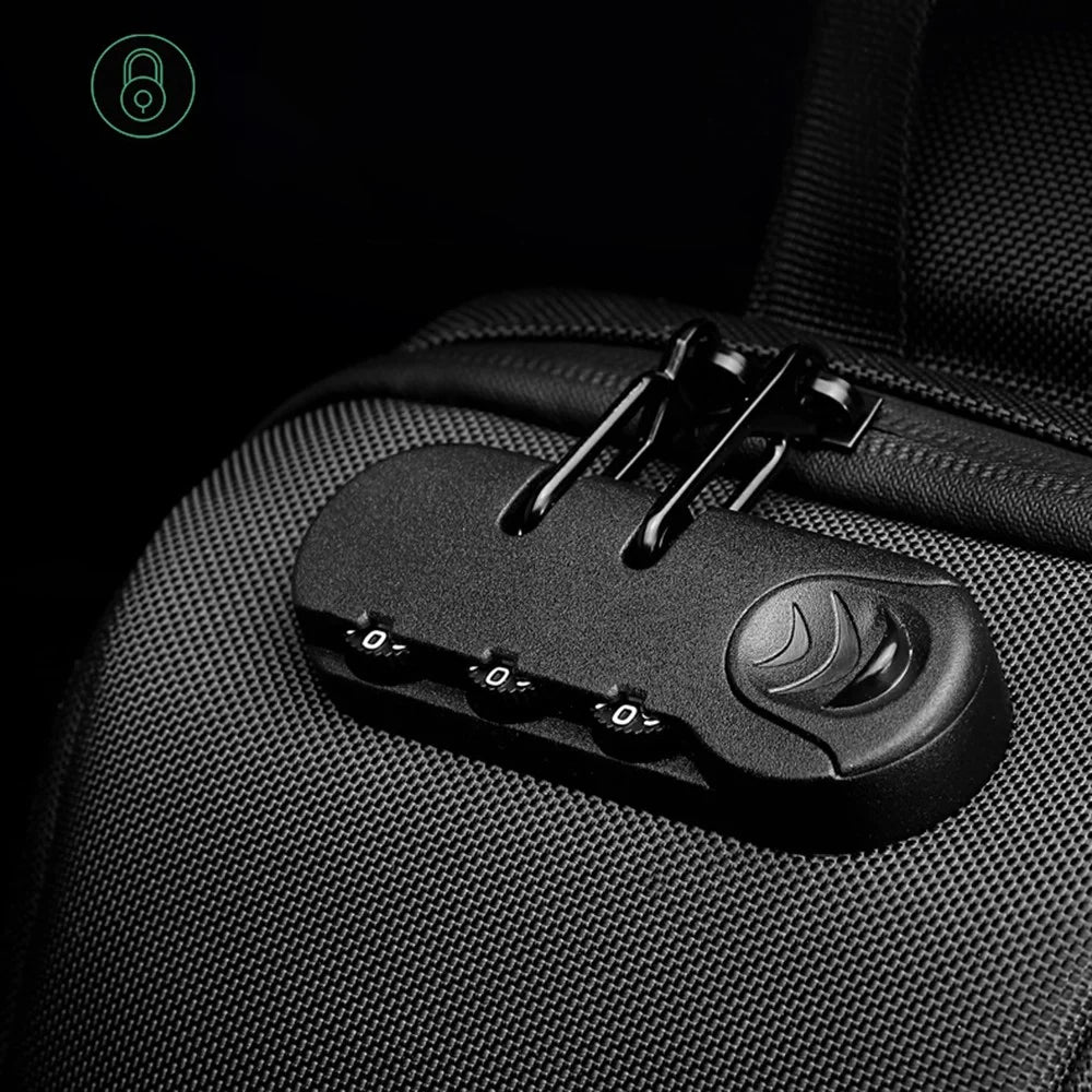 OZUKO 9339 Men Anti-theft Waterproof Chest Bag USB Charging Single Shoulder Bag Daypack with Password Lock - Black - 6