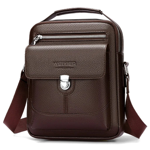 WEIXIER D836 For Men Crossbody Messenger Bag Waterproof PU Leather Shoulder Bag with Tote Handle - Brown - 1