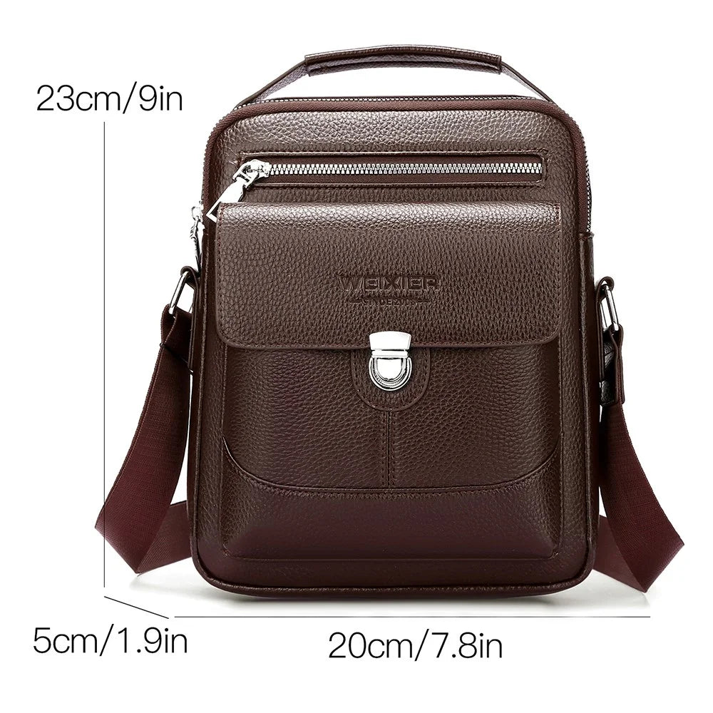 WEIXIER D836 For Men Crossbody Messenger Bag Waterproof PU Leather Shoulder Bag with Tote Handle - Brown - 6