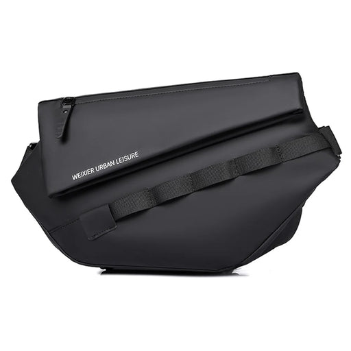 WEIXIER D897 Stylish Men Chest Bag PU Leather Waterproof Crossbody Bag for Daily Travel - Black - 1