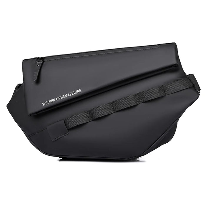 WEIXIER D897 Stylish Men Chest Bag PU Leather Waterproof Crossbody Bag for Daily Travel - Black - 1