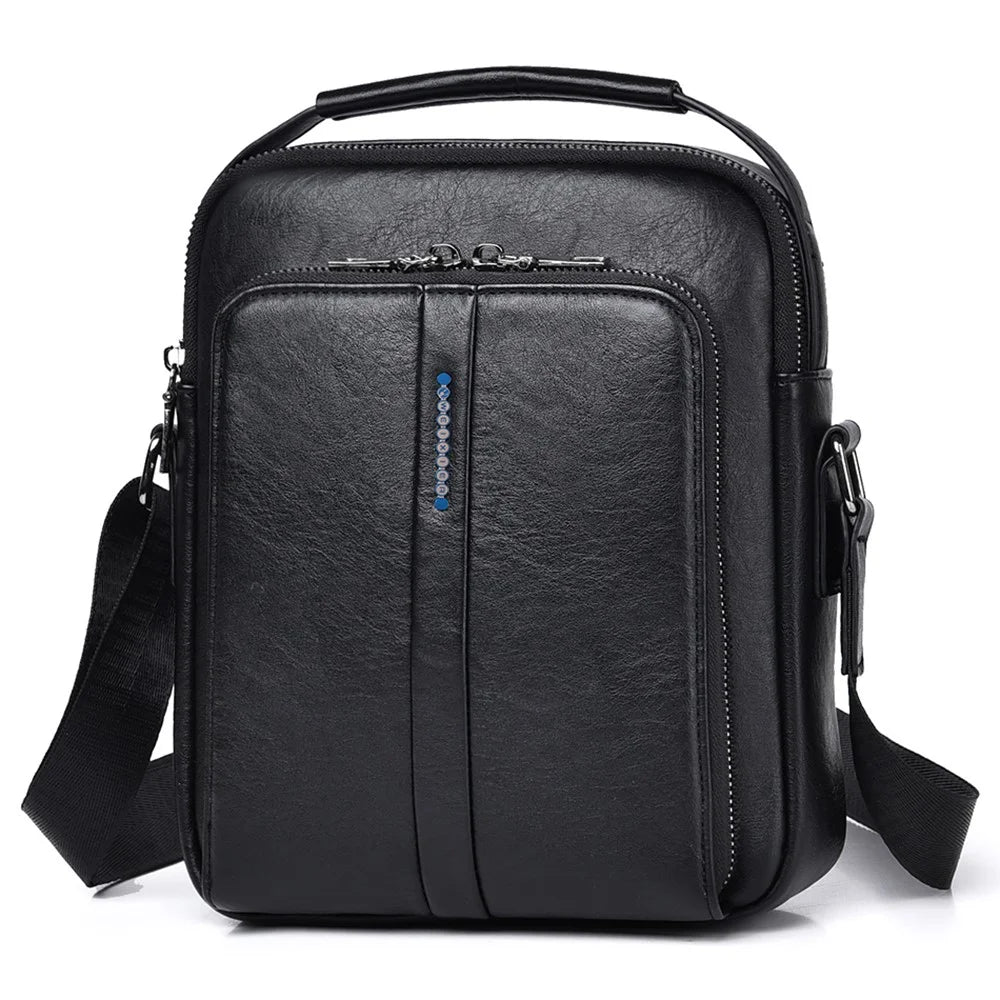 WEIXIER D833 Men Messenger Bag PU Leather Crossbody Shoulder Pouch - Black - 1