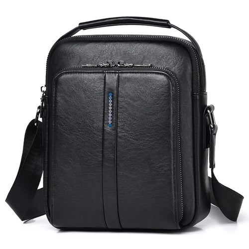 WEIXIER D833 Men Messenger Bag PU Leather Crossbody Shoulder Pouch - Black - 1