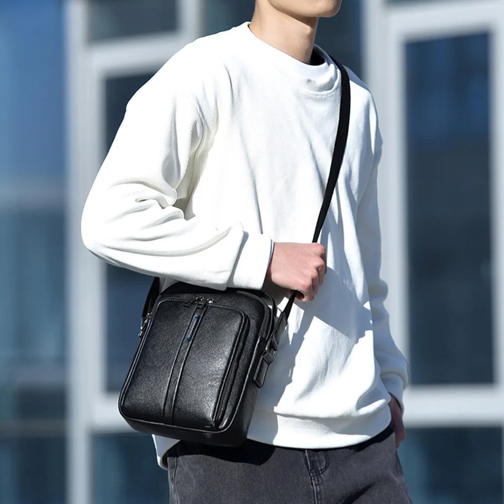 WEIXIER D833 Men Messenger Bag PU Leather Crossbody Shoulder Pouch - Black - 2