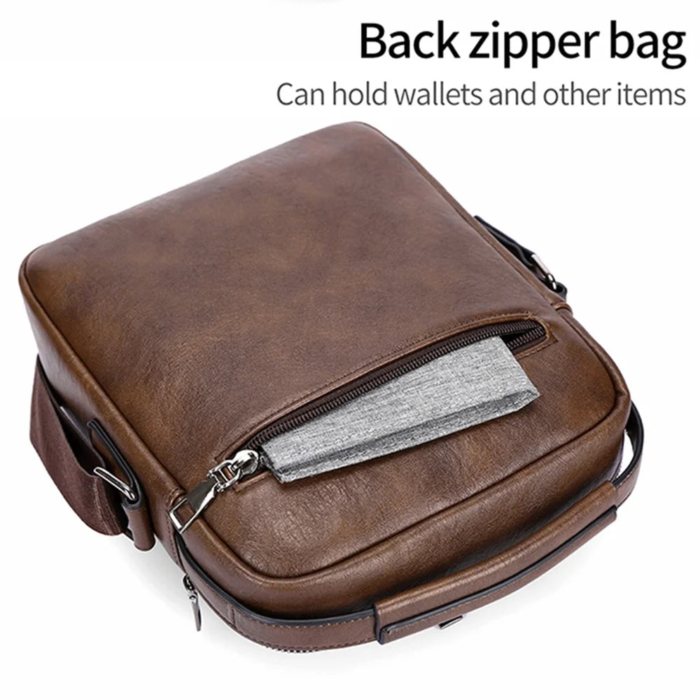 WEIXIER D833 Men Messenger Bag PU Leather Crossbody Shoulder Pouch - Black - 6
