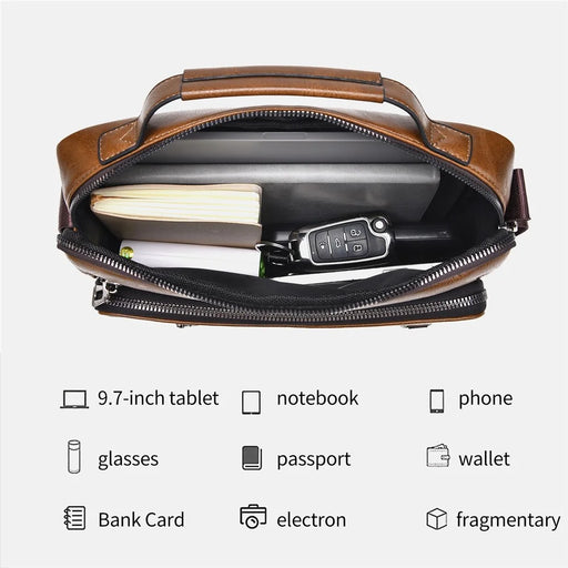 WEIXIER D845 Men Messenger Bag Vintage PU Leather Crossbody Shoulder Pouch - Black - 2