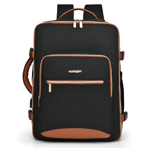 WEIXIER B737 Oxford Fabric Travel Backpack with External USB Port 180 Degree Opening Laptop Daypack - Black - 1