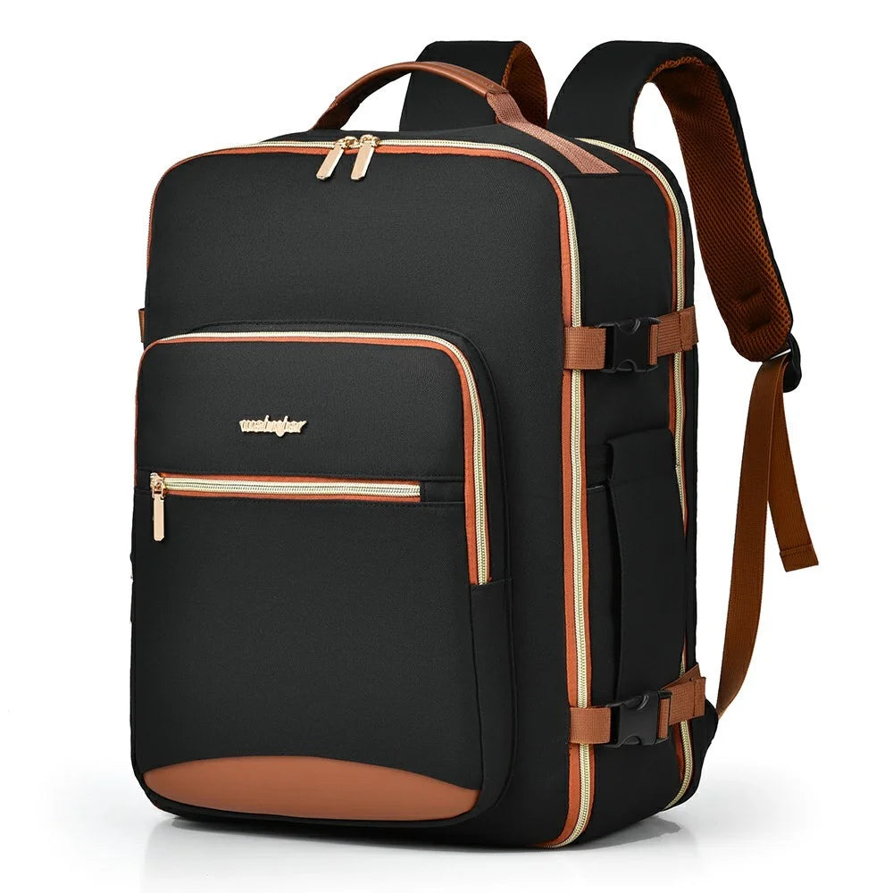 WEIXIER B737 Oxford Fabric Travel Backpack with External USB Port 180 Degree Opening Laptop Daypack - Black - 2