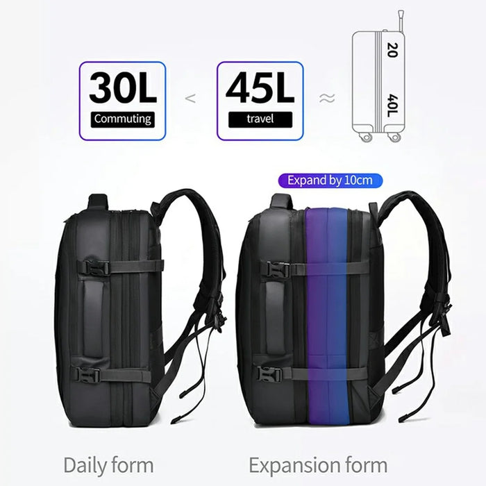 WEIXIER B703 For Men Expandable Backpack Waterproof Travel Laptop Bag Outdoor Business Daypack - Black - 5