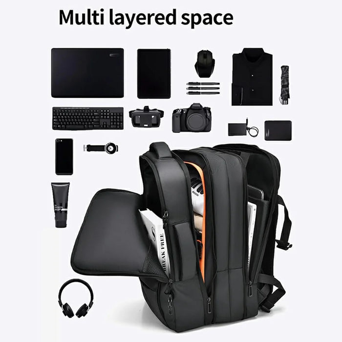 WEIXIER B703 For Men Expandable Backpack Waterproof Travel Laptop Bag Outdoor Business Daypack - Black - 7