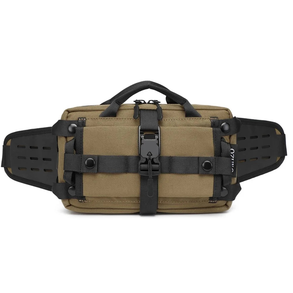 OZUKO Tactical Style Waterproof Wear Resistant Waist Bag Sports Adjustable Shoulder Chest Bag for Men - Army Green - 2