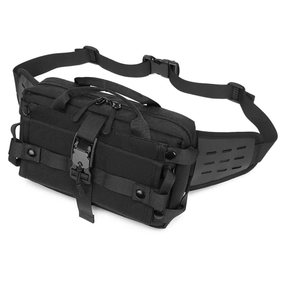 OZUKO Tactical Style Waterproof Wear Resistant Waist Bag Sports Adjustable Shoulder Chest Bag for Men - Army Green - 4
