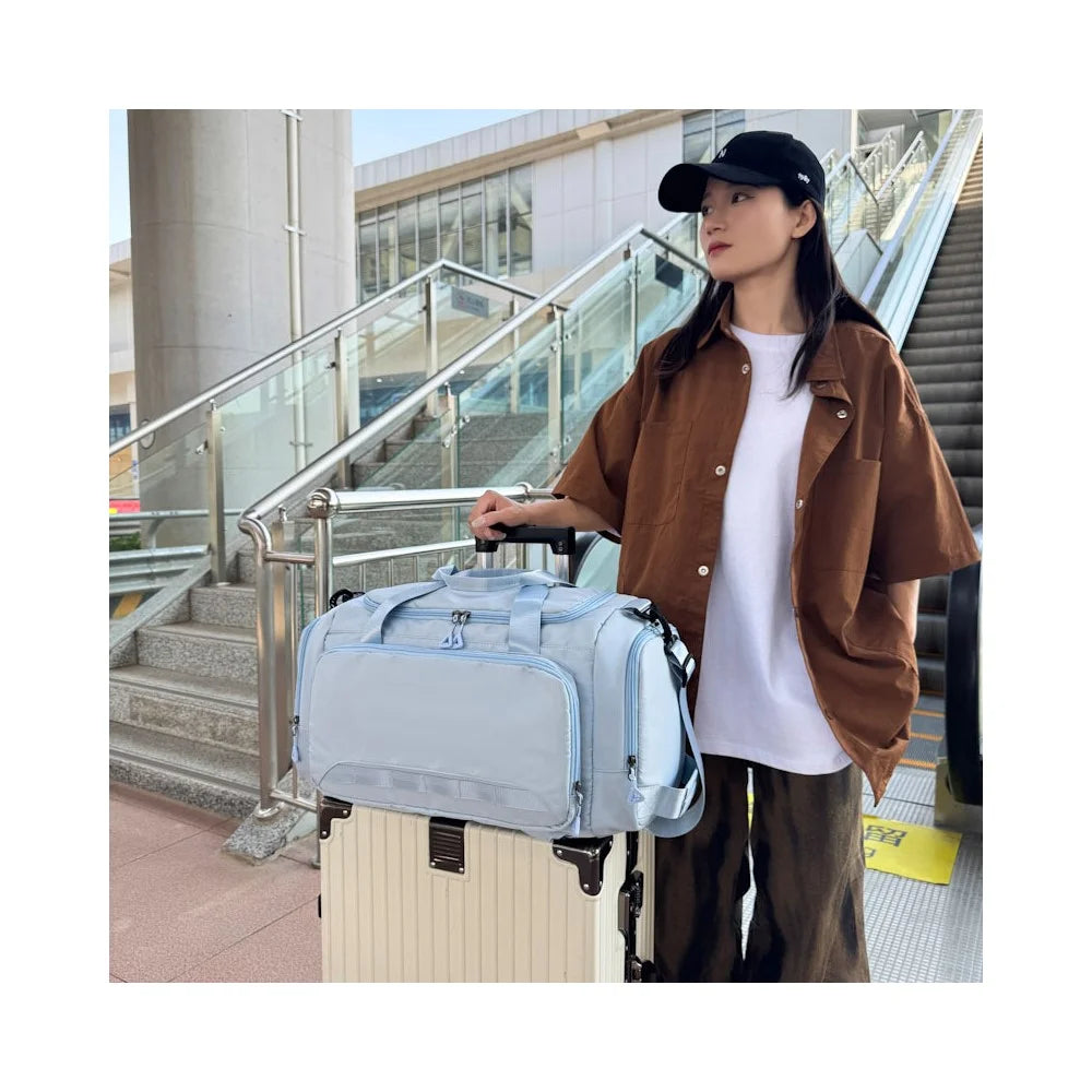 Travel Handbag Oxford Fabric Large Capacity Gym Bag with Shoe Compartment Maternity Hospital Bag - Beige - 4