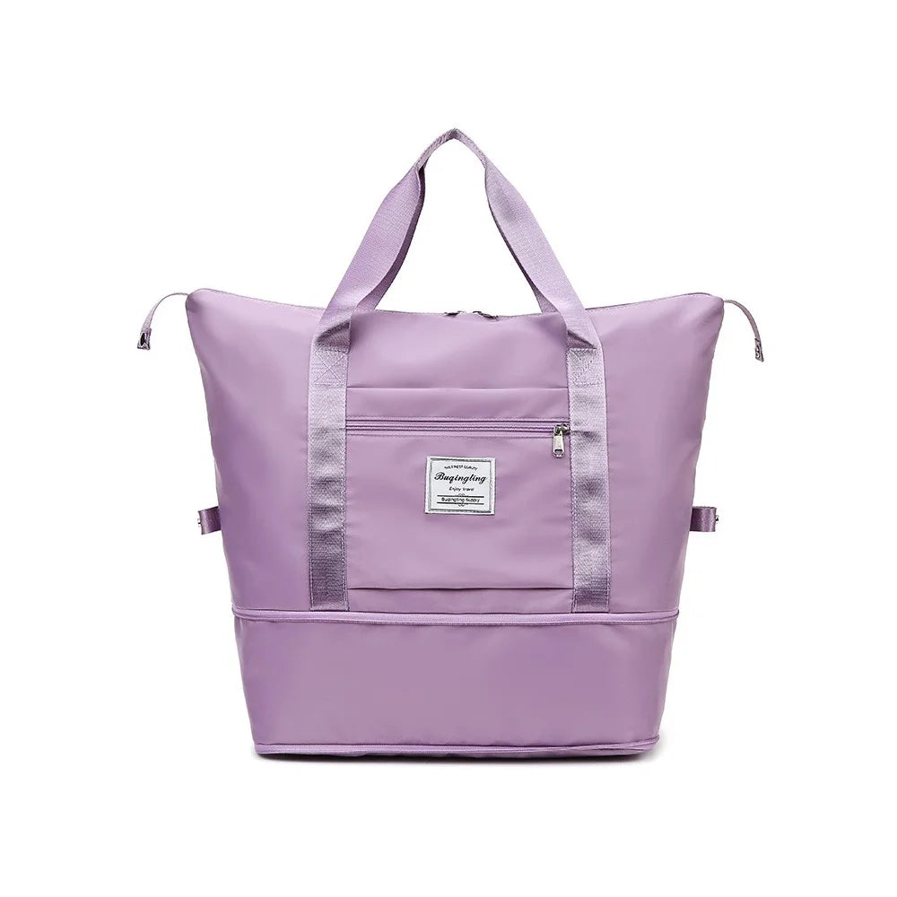 Large Capacity Waterproof Travel Handbag Dry Wet Separation Expandable Luggage Organizer Bag - Purple - 1