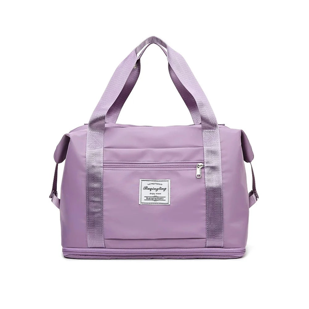 Large Capacity Waterproof Travel Handbag Dry Wet Separation Expandable Luggage Organizer Bag - Purple - 2