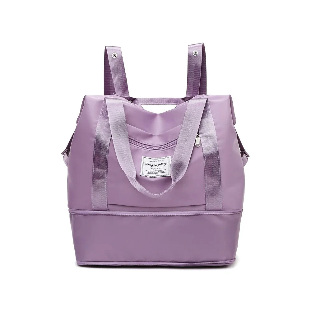 Large Capacity Waterproof Travel Handbag Dry Wet Separation Expandable Luggage Organizer Bag - Purple - 3