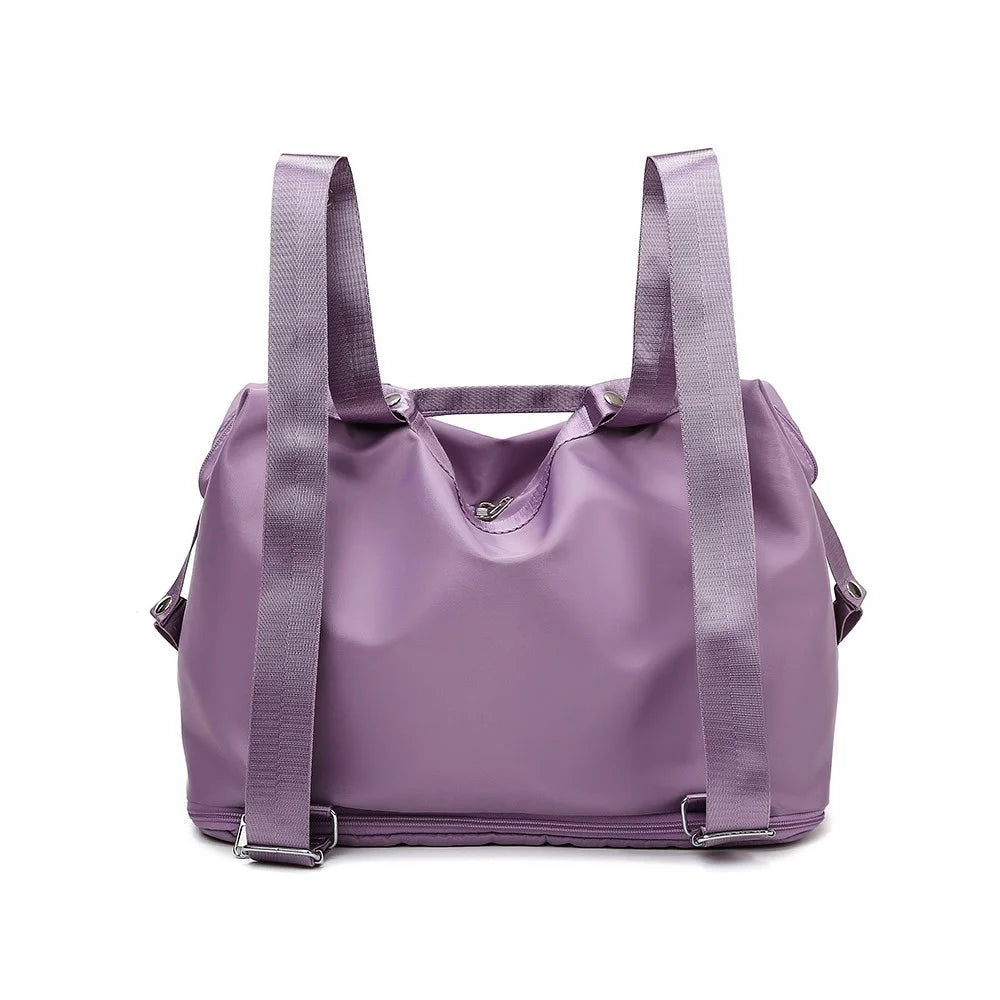 Large Capacity Waterproof Travel Handbag Dry Wet Separation Expandable Luggage Organizer Bag - Purple - 4