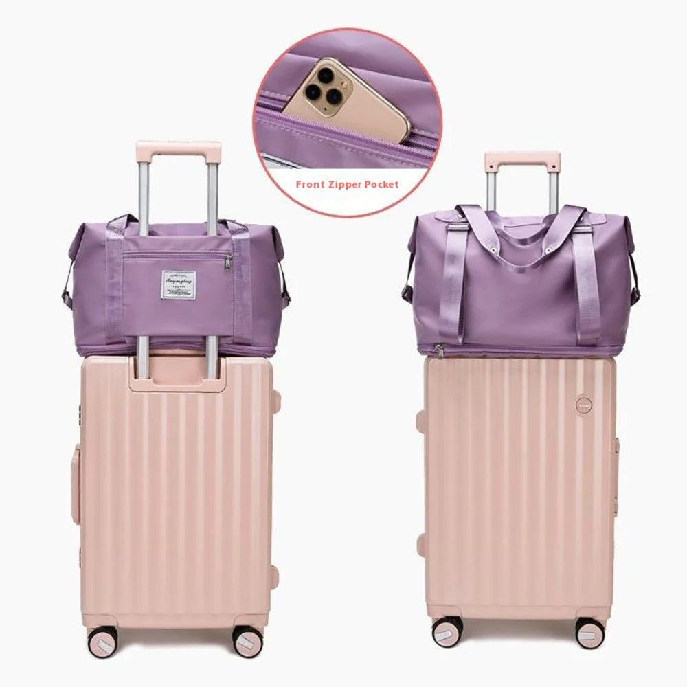 Large Capacity Waterproof Travel Handbag Dry Wet Separation Expandable Luggage Organizer Bag - Purple - 6
