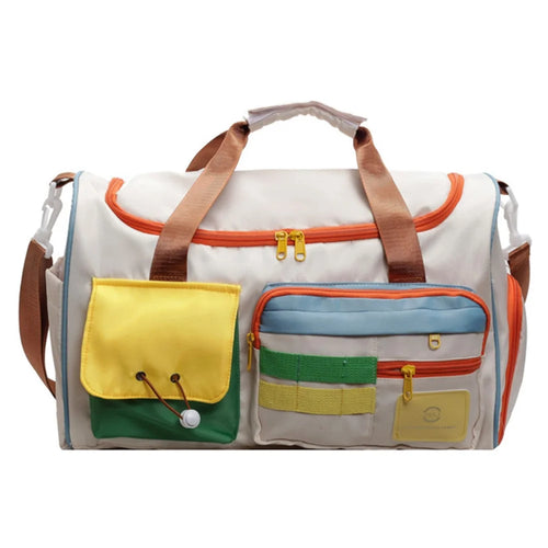 MZJ2133 Color Splicing Travel Duffel Bag with Shoe Compartment Large Capacity Weekender Carry On Gym Bag - 1