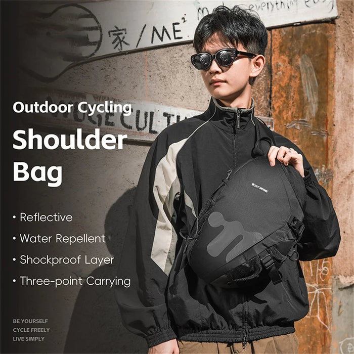 WEST BIKING YP0707409 Outdoor Cycling Crossbody Bag Waterproof Reflective Shoulder Bag for 11 Inch Tablet - Grey - 3