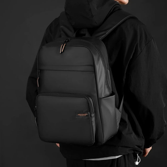 WEPOWER 3433 Business Commuter Backpack Men Large Capacity Waterproof Laptop Bag Travel Rucksack - Black - 4