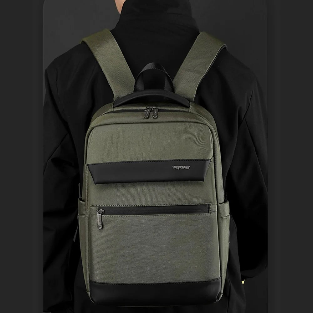 WEPOWER 2155 Business Commute Backpack Water Resistant Large Capacity Travel Laptop Bag - Black - 4