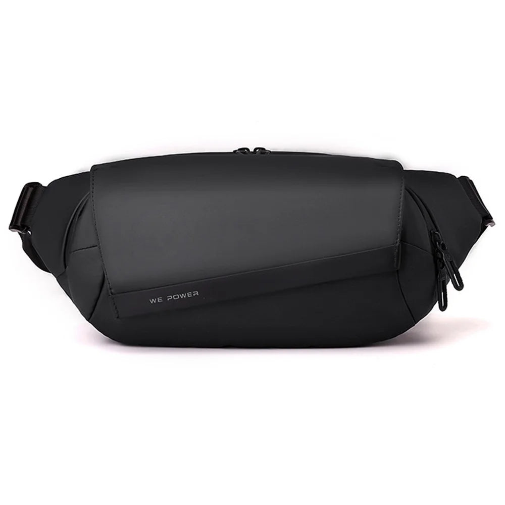 WEPOWER 1100-67 Size L Casual Men Crossbody Chest Bag Waterproof Sports Waist Pack for iPad 11 Inch - Black - 1