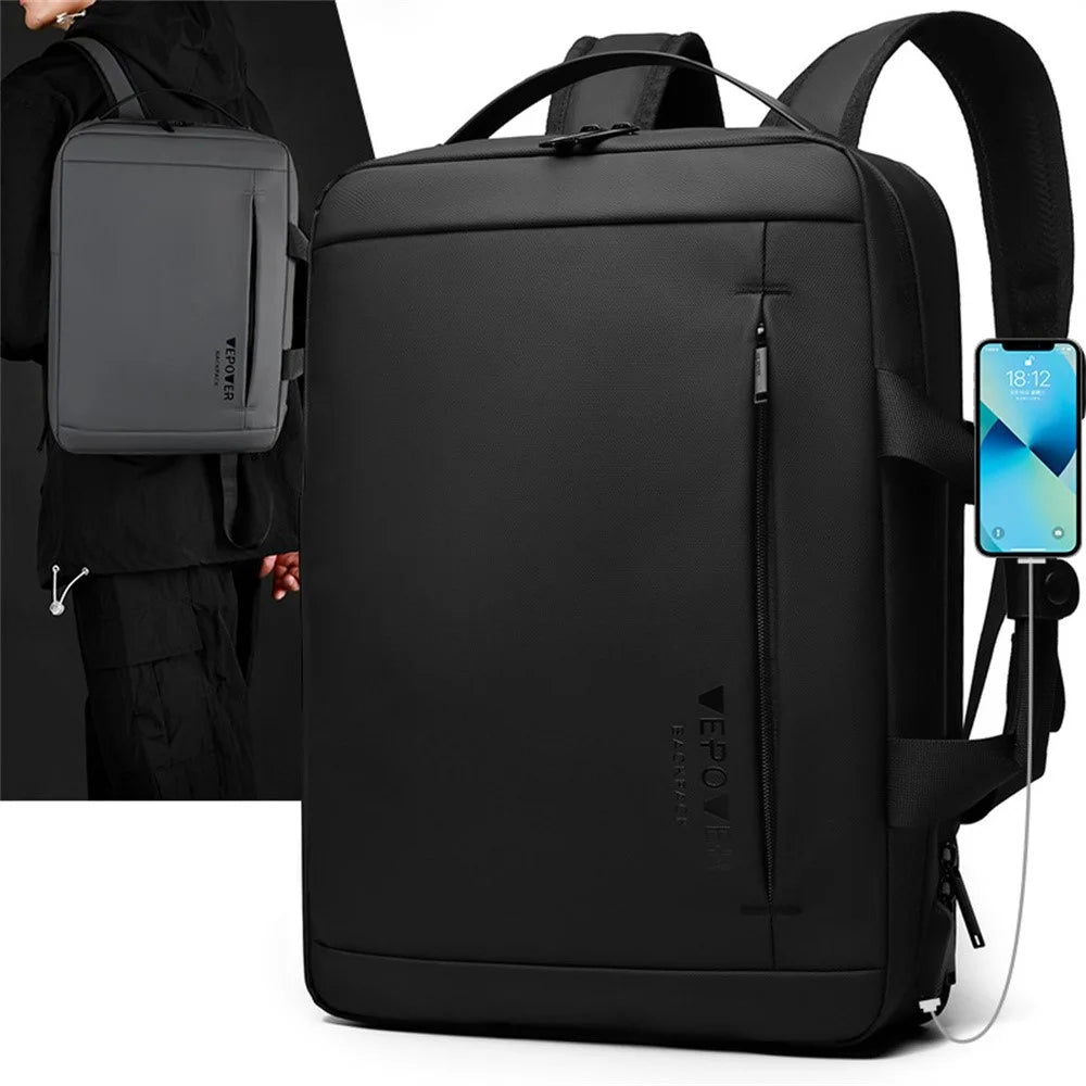 WEPOWER 1331 For 14 Inch Laptop Backpack Waterproof Oxford Fabric Daypack with External USB Port - Black - 5