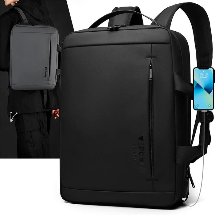 WEPOWER 1331 For 14 Inch Laptop Backpack Waterproof Oxford Fabric Daypack with External USB Port - Black - 5