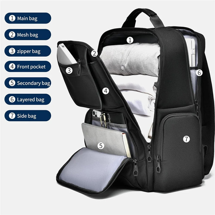B789 Business Laptop Backpack Premium Feel Large Capacity Double Shoulder Bag for Men Travel Work - 3