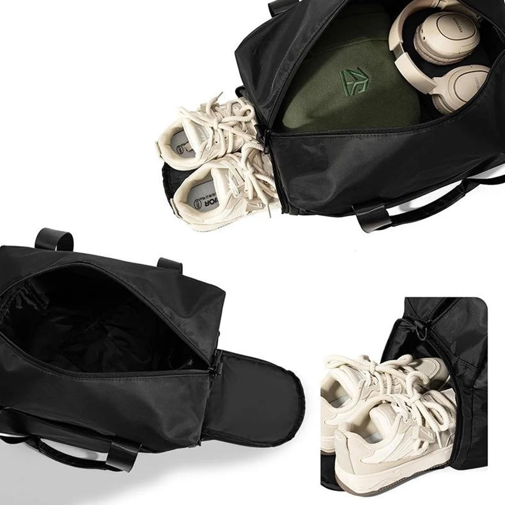 24L Lightweight Travel Bag for Gym Yoga Sports Large Capacity Shoulder Tote Bag Water Resistant - Black - 5