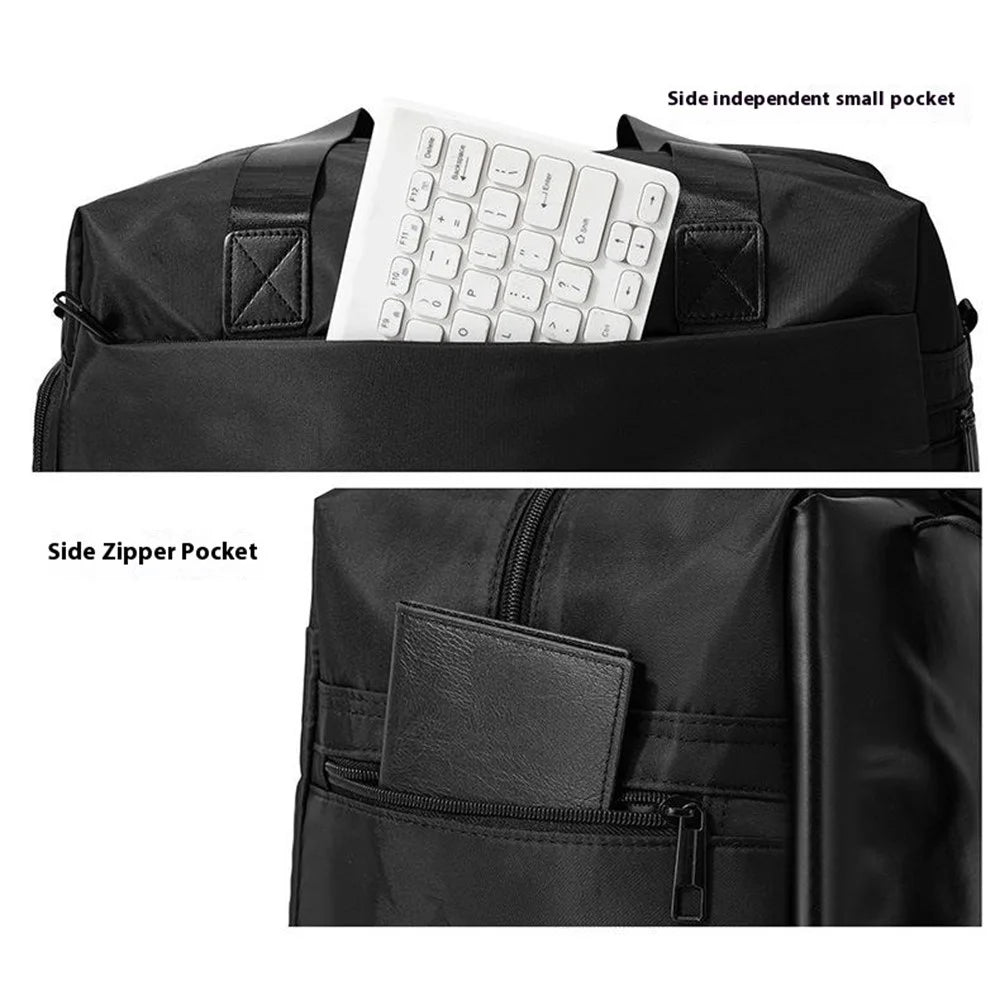 24L Lightweight Travel Bag for Gym Yoga Sports Large Capacity Shoulder Tote Bag Water Resistant - Black - 6