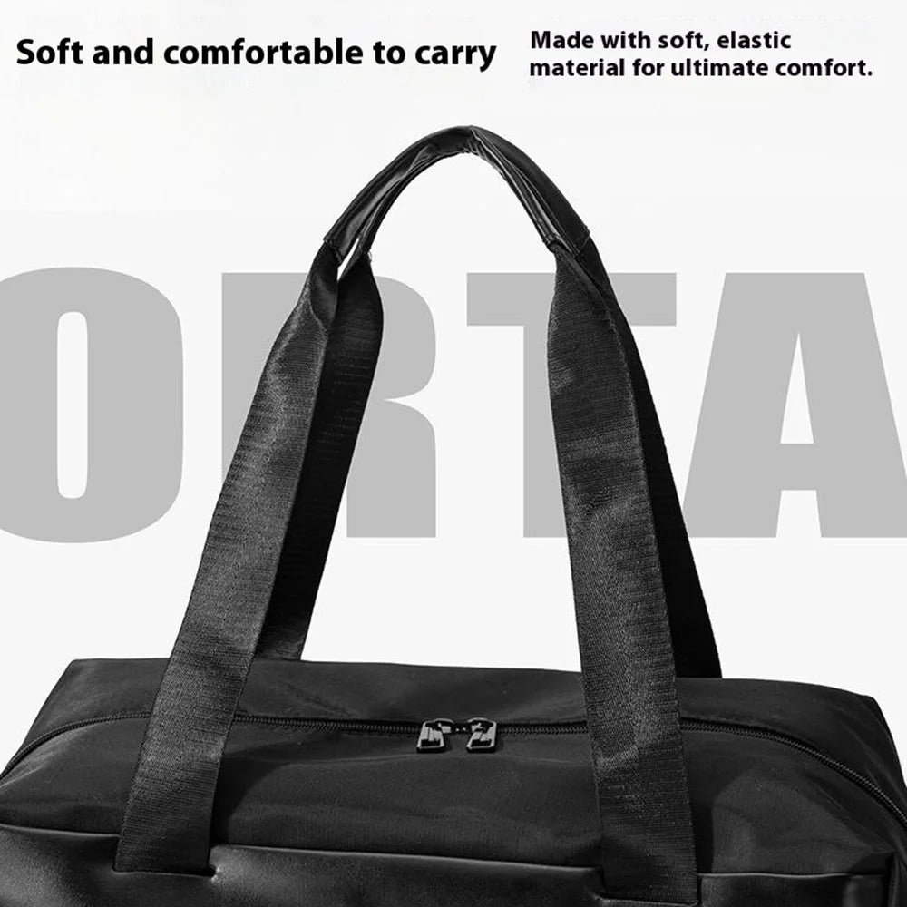 24L Lightweight Travel Bag for Gym Yoga Sports Large Capacity Shoulder Tote Bag Water Resistant - Black - 7