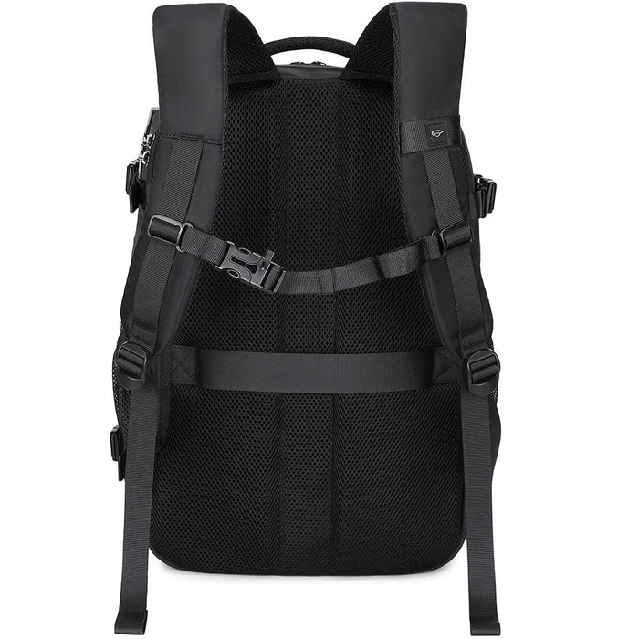 POSO PS-679 Laptop Backpack with Vacuum Sealed Compression Pouch Password Lock Expandable Travel Shoulder Bag - Black - 4