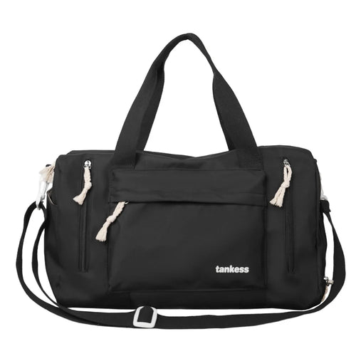 Travel Duffel Bag Wet Dry Separation Large Capacity Gym Sports Weekender Carry-On with Shoe Compartment - Black - 1