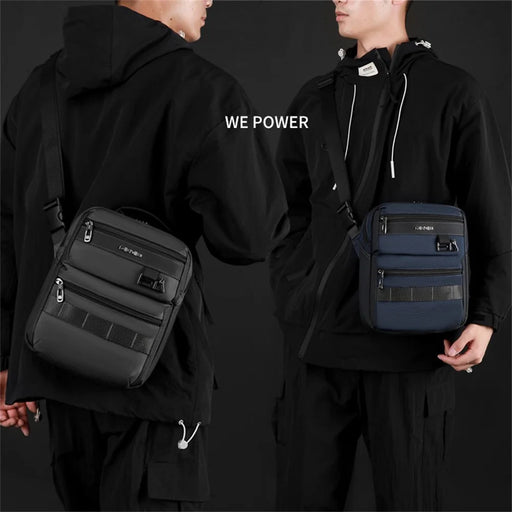 WEPOWER 9308 Waterproof Nylon Casual Shoulder Bag for Men Crossbody Pack Built In Keyring Strap - Dark Blue - 2