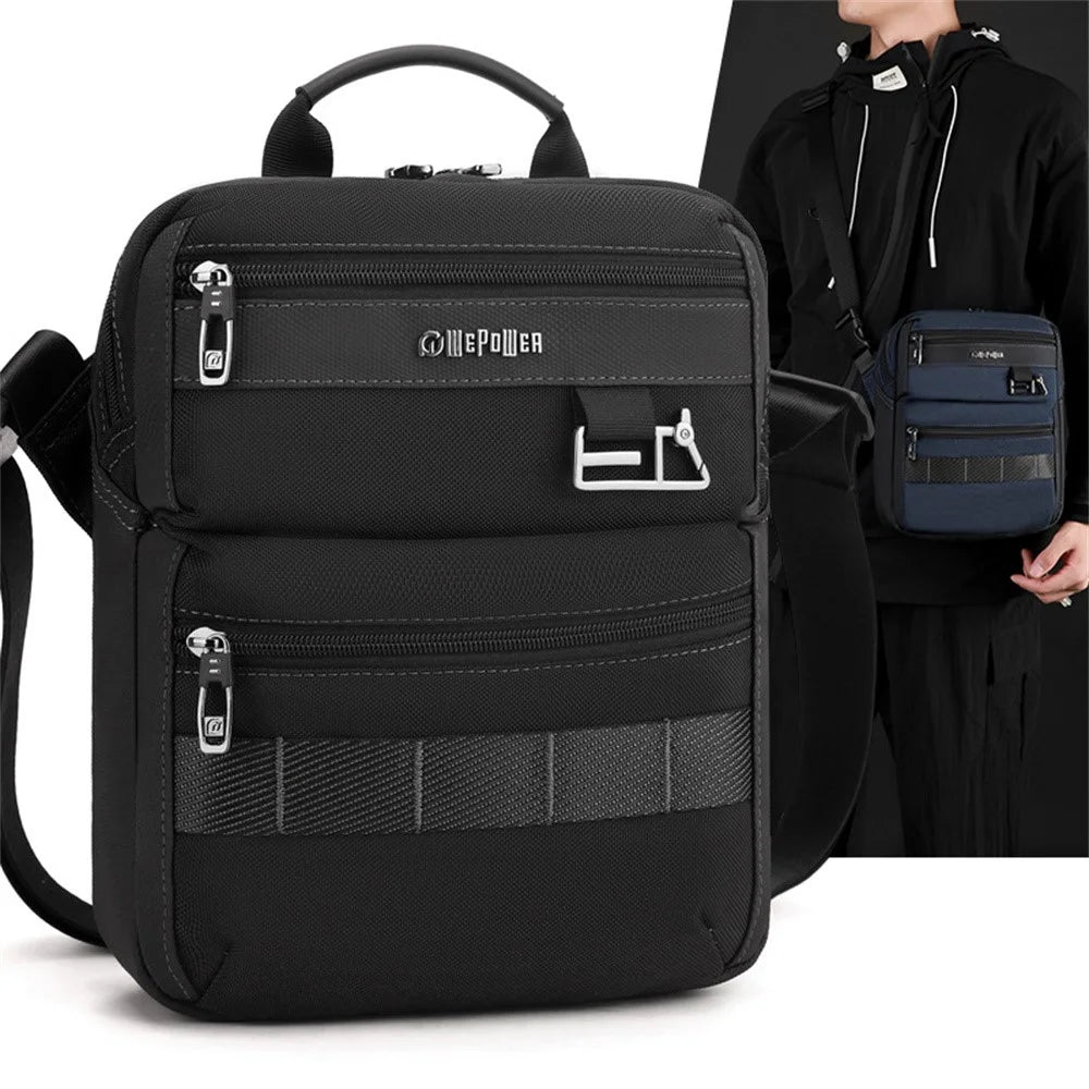 WEPOWER 9308 Waterproof Nylon Casual Shoulder Bag for Men Crossbody Pack Built In Keyring Strap - Dark Blue - 3