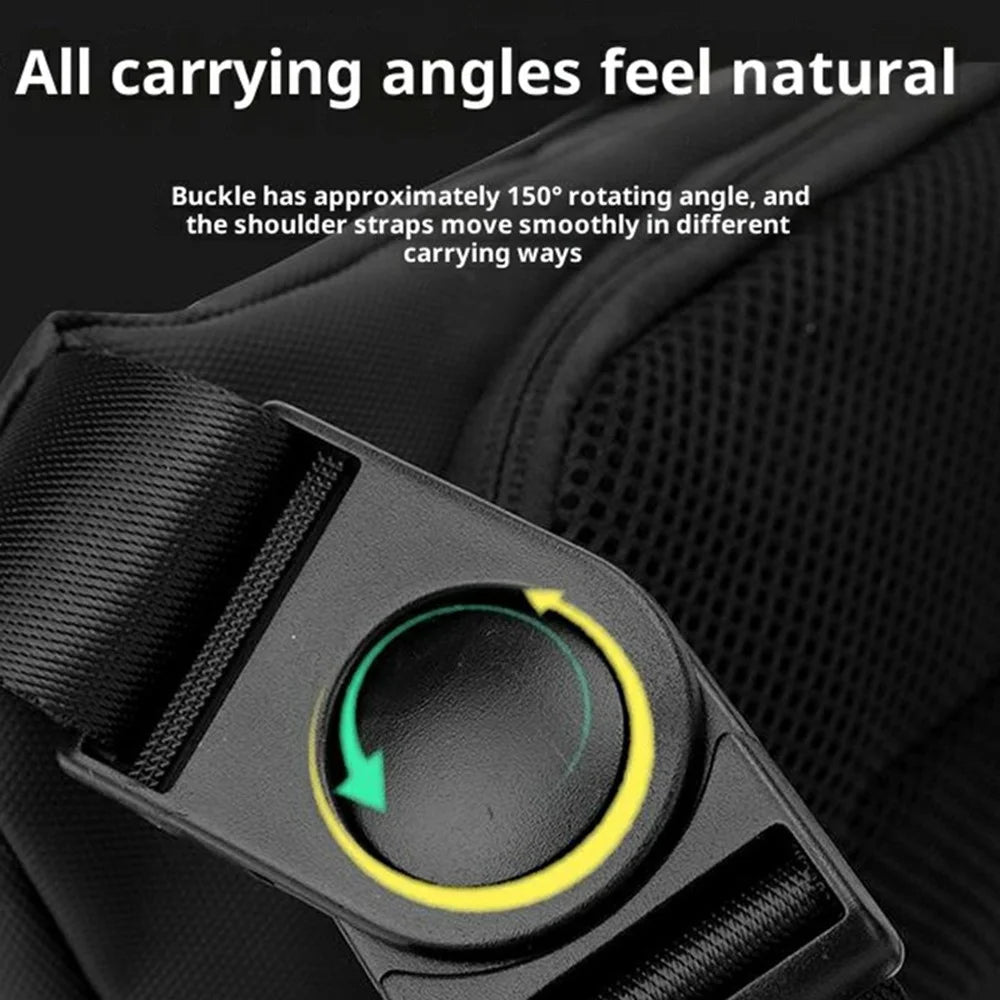 WEPOWER 1273 Commuter Chest Bag for Men Casual Waterproof Crossbody Shoulder Pack with Rotatable Buckle - Black - 6